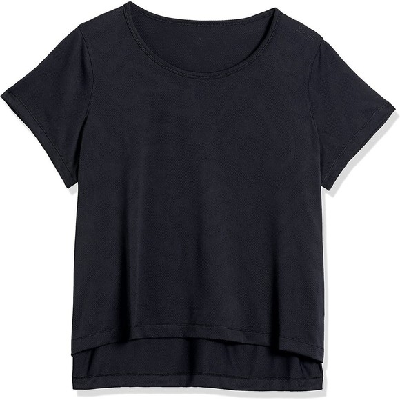 Women Top 1X Black Short Sleeves Jacquard Mesh - Picture 7 of 8